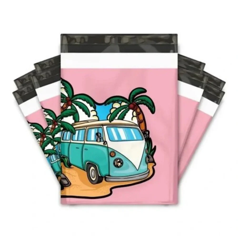 Retro Summer Daze 10x13 Poly Mailers - Vintage Van Beach Theme 20 Count New